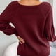 thumbnail image 4 of Suéter de cuello redondo de moda para mujer, informal, liso, de manga larga, suelto, con cuello redondo, blusa con botones, 4 of 8