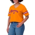 thumbnail image 4 of Women's WEAR by Erin Andrews Orange Tampa Bay Buccaneers Color Block Boxy V-Neck T-Shirt, 4 of 4