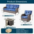 thumbnail image 7 of Unnifurnzi 4 Pieces Patio Furniture Set with Fire Pit Table-All Weather Wicker Patio Conversation Sets with Swivel Patio Chairs Outdoor Couch for Deck Porch Garden Balcony Poolside-Brown/Blue, 7 of 7