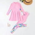 thumbnail image 2 of mgoYE Girl Swimsuit Size 14-16 Girls Rash Guard Two Pieces Swimsuit Long Sleeve Bathing Suit(Pink,14-15 Years), 2 of 6