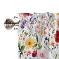thumbnail image 5 of Kitchen Curtains 45 Inches length, Floral Window Treatment Curtain Drapes, Red Yellow Pink Blue Flower Purple Lavender Leaf Lightweight Window Panels for Living Room Bedroom, 52"x45", 2 Panels, 5 of 7