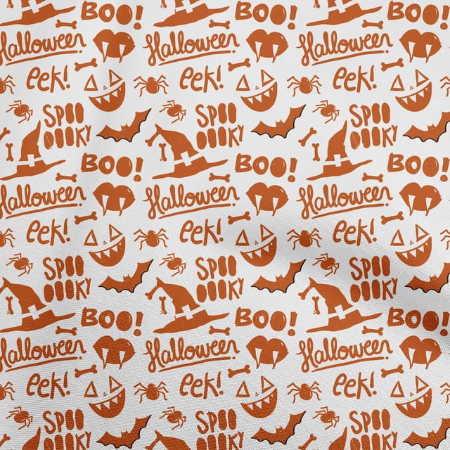 oneOone Rayon White Fabric Halloween Dress Material Fabric Print Fabric By The Yard 56 Inch Wide