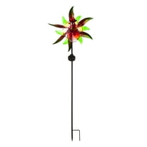 Evergreen 48"H Solar Staked Wind Spinner, Glass Rooster-