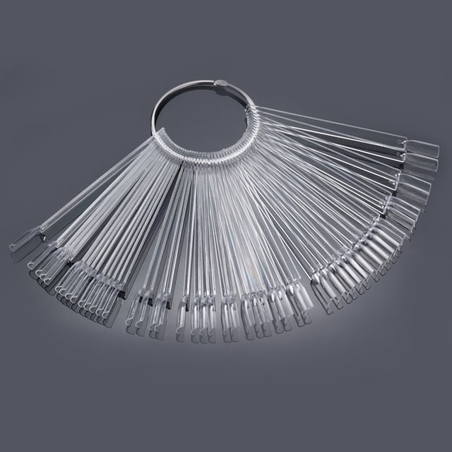 50 Pieces Nail Display Swatches False Nail Art Tips Stick Display Practice Fan Board With Iron Circle