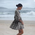 thumbnail image 5 of Vestido de algodón informal, holgado, con lazo floral, para mujer, de moda, para vacaciones en la playa, falda corta, 5 of 5
