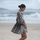 thumbnail image 5 of Vestido de algodón informal, holgado, con lazo floral, para mujer, de moda, para vacaciones en la playa, falda corta, 5 of 5