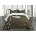 thumbnail image 3 of Ambesonne Brown and Blue Quilted Bedspread Set 3 Pcs, Falling Leaves, King Size, Pale Seafoam Brown Cream, 3 of 5