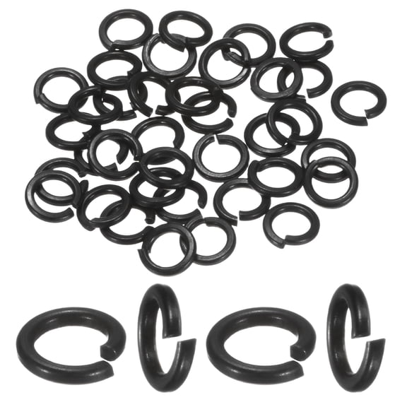 Uxcell 100-Pack Spring Lock Washer, M4 Stainless Steel Electroplating Black Coating Elastic Gasket Screw Fasteners