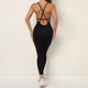thumbnail image 3 of Pantalones de yoga de una pieza ajustados con escote en V y espalda descubierta para deportes, correr, fitness, yoga para mujer, 3 of 6