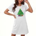 thumbnail image 1 of Camisón corto navideño para mujer, talla grande, cuello redondo, manga corta, estampado en el pecho, vestido de noche para mujer, 1 of 3