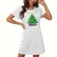 thumbnail image 1 of Camisón corto navideño para mujer, talla grande, cuello redondo, manga corta, estampado en el pecho, vestido de noche para mujer, 1 of 3