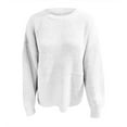 thumbnail image 4 of Hrsba Pullover Sweaters for Women Solid Color Crew Neck Long Sleeve Fashion Knit Sweater for Fall Winter, 4 of 5