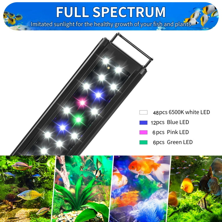 AQUANEAT LED Aquarium Light Full Spectrum Adjustable with Built in Timer for 36 44 inch Water Fish Tank Light Multi Color