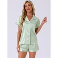 thumbnail image 3 of DARING DIVA Women's Satin Top and Shorts Pajama Set S Pea Green, 3 of 6