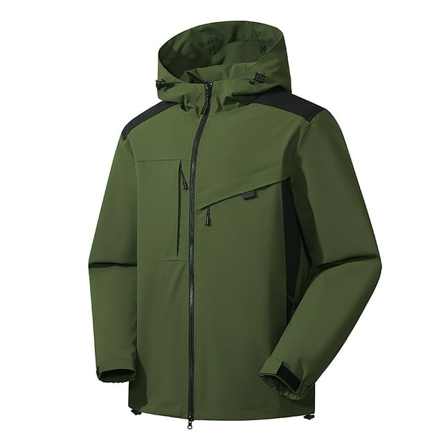 PEZHADA Économies d'Automne Manteau Imperméable pour Femme, Coupe-Vent Manteau de Voyage, Manteau pour Femme Manteau Chaud Imperméables Coupe-Vent Manteau de Pluie à Capuche Coupe-Vent Extérieur Imperméable à Capuche Manteau Vert Armée