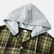 thumbnail image 4 of Camisas s Para Hombre Manga Larga Camisa de manga larga con estampado a cuadros informal de otoño e invierno para hombre, blusa de manga larga con cuello encapuchado (Green, S), 4 of 7