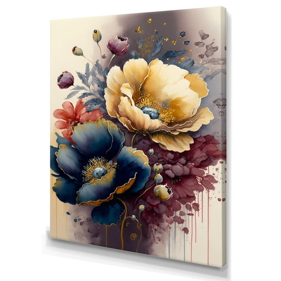 Designart Night Shade Poppy Floral Design I Canvas Wall Art