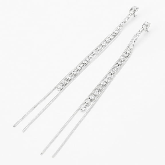 Claire's Silver 4" Crystal Snake Linear Teen Drop Earrings