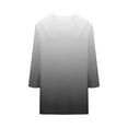 thumbnail image 4 of EchfiProm Gray Tops Womens Boho V Neck Casual Short Sleeve V Neck Relaxed Fit Gradient Blouse, 4 of 5