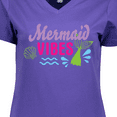 thumbnail image 4 of Inktastic Mermaid Vibes with Tail and Seashell Women's V-Neck T-Shirt, 4 of 5