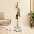 thumbnail image 5 of Coat Rack Hat Bag Stand Tree Clothes Hanger Holder 6 Hooks Organizer with Wheels, 5 of 7