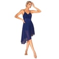 thumbnail image 5 of Doomiva Women Lyrical Dance Dress Spaghetti Strap Sequins Mesh Tulle Dress Contemporary Dancewear Navy_Blue S, 5 of 7