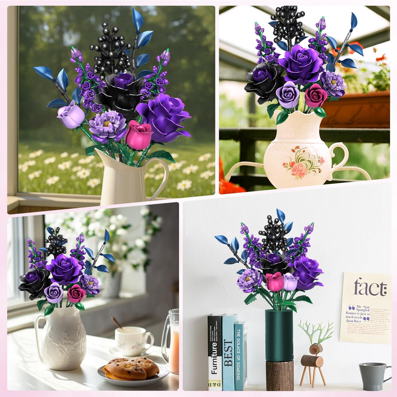 Flowers Bouquet Building Set, Rose Flower Botanical Collection Building Kit Toys Home Decoration Gifts for Kids Adults Women Her, Christmas Valentine's Mother's Day Gifts 701 PCS