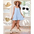 thumbnail image 3 of 100% Linen Ruffle Dress Sleeveless Spaghetti Strap Backless Summer Casual Beach Cami Dress, 3 of 9