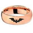 thumbnail image 2 of Tungsten Bat Spread Wings Band Ring 7mm Men Women Comfort Fit 18k Rose Gold Dome Polished, 2 of 4