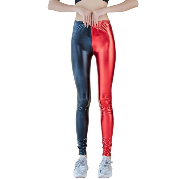 Butt Lifting Leggings for Women Seamless Workout Leggings Faux Leather Solid Color Shiny Metallic High Waisted Stretchy Slim Fit Skinny Ankle Fashion Pants Casual Pull On
