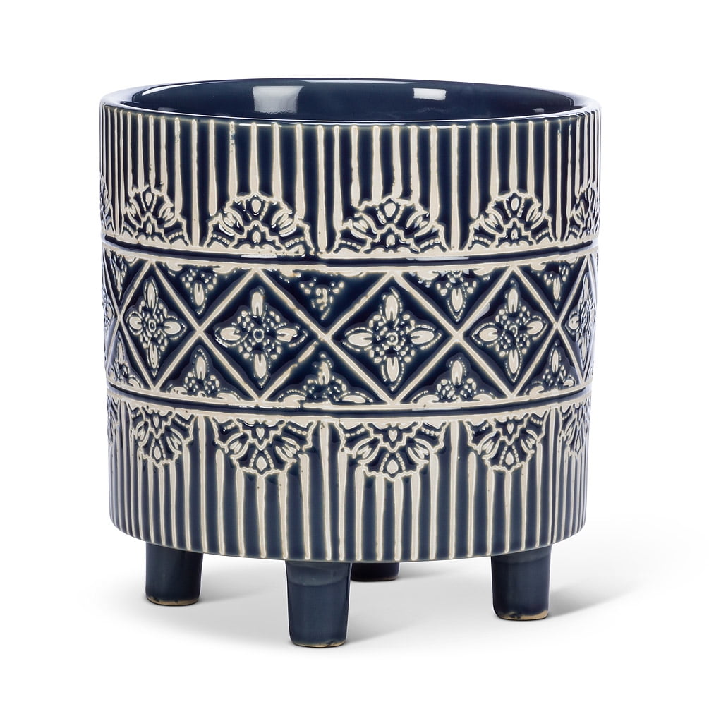 Set of 4 Large Graphic Band Planter with Feet