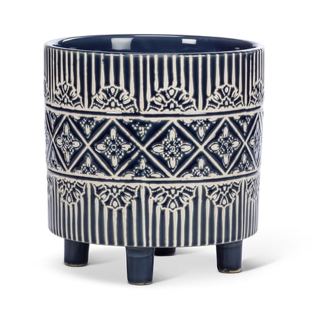 Set of 2 Large Graphic Band Planter with Feet