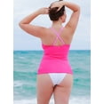 thumbnail image 4 of RELLECIGA Women's V Neckline Ruched Tankini Top Swimsuits, 4 of 11