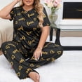 thumbnail image 4 of Uaswgudfs Plus Size Women's Crew Neck Heart Letter Print 2 - Piece Pajama Set, Short Sleeve Top & Long Pants for Women, 4 of 6
