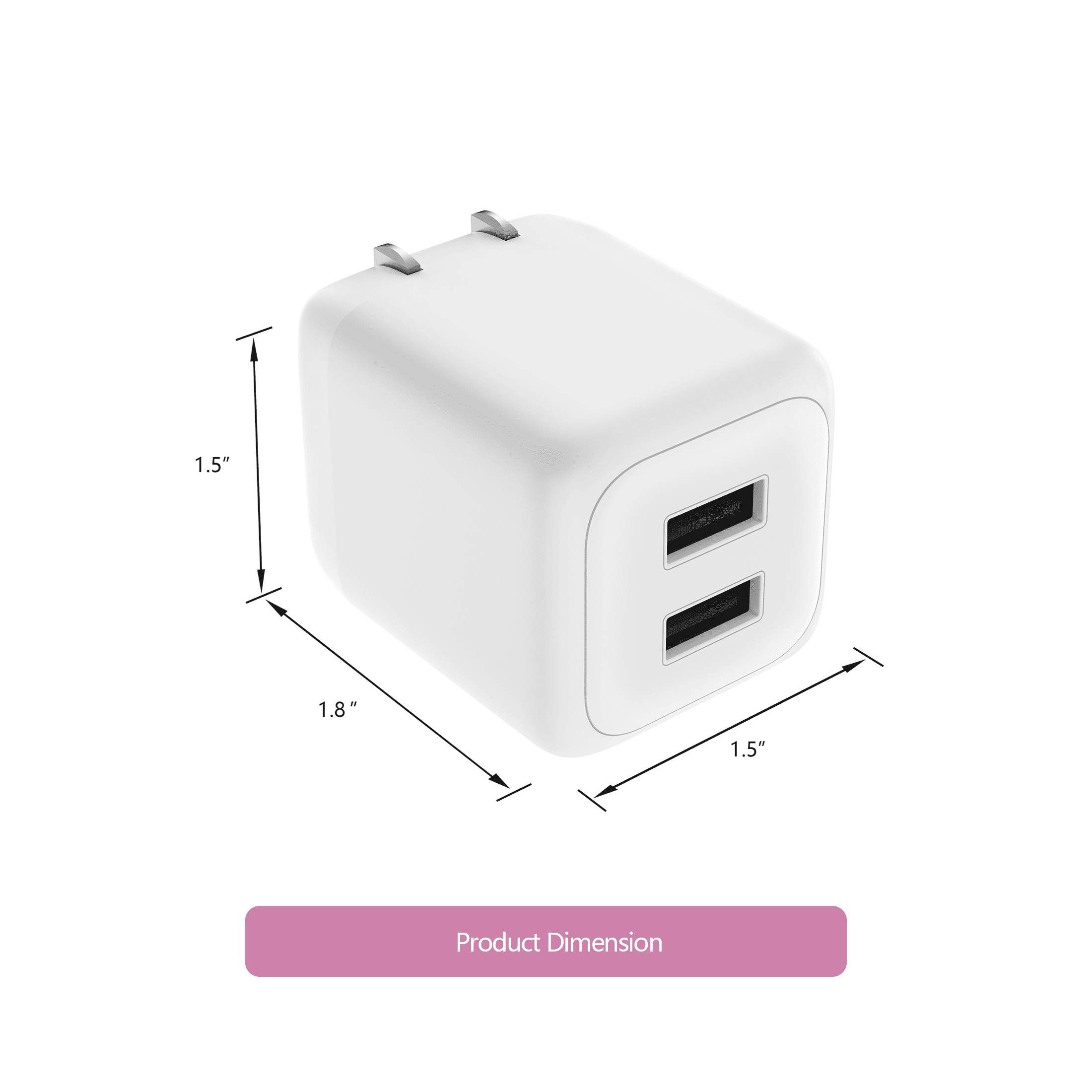 (2 pack) onn 24W Two-Port USB-A Wall Charger for Multiple Devices, Foldable Plug, Compact size, iPhone charger, for iPhone 17/16/15/14/13/12/11/X/XR/XS series , Samsung, iPad, Airpods, and more, white