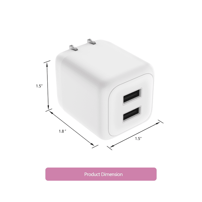 onn 24W Dual-Port USB-A Wall Charger with USB-C Cable photo 4