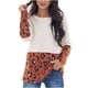thumbnail image 1 of Blusa de mujer con estampado de leopardo de manga larga con cuello en V y costuras en degradado Pompotops  gfhjh20942, 1 of 9