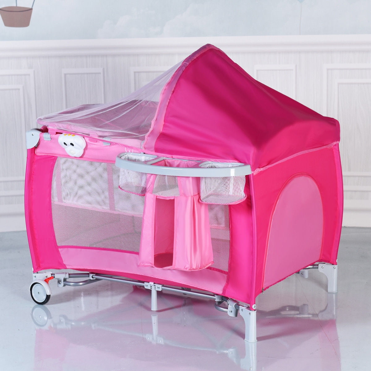 costway foldable baby crib