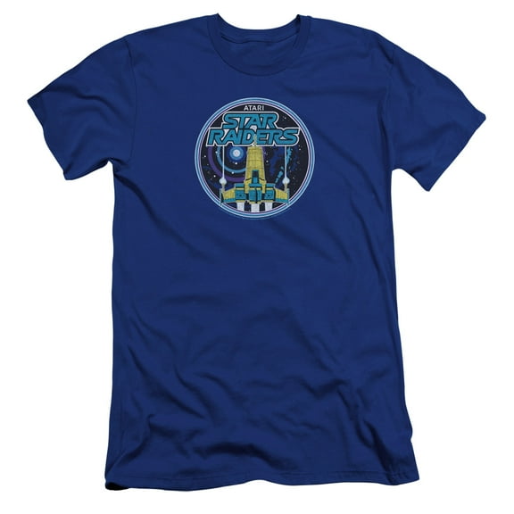 Atari Badge Premium Canvas T-Shirt Adult Slim Fit 30/1 Royal Blue
