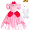 thumbnail image 1 of Niñas Vestido De Princesa Manga De Globo Tul Volante Decoración Cosplay Vestido De Rendimiento Halloween Fiesta De Vacaciones Prom Cumpleaños Ropa Para Niños, 1 of 4