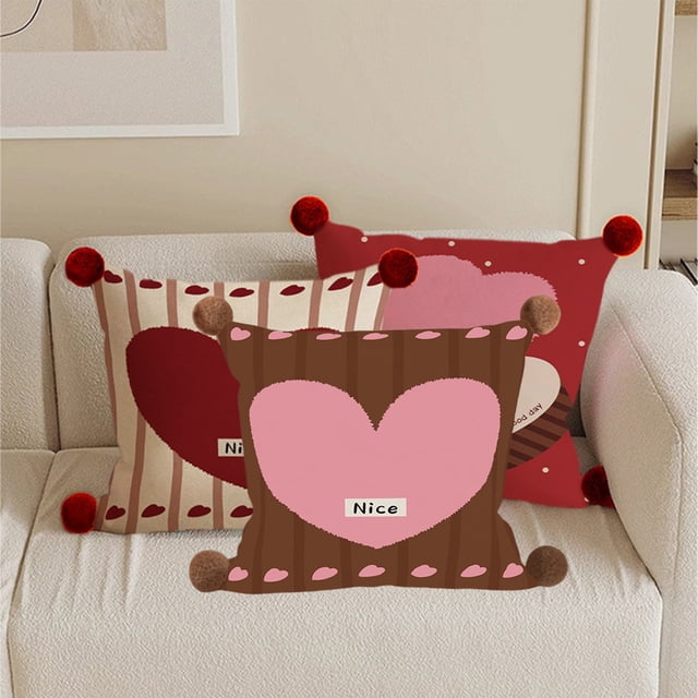 Cojín decorativo en forma de corazón 16x16 pulgadas - Cojín rojo de amor con funda y inserto lavables extraíbles para sofá, cama y silla