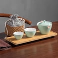 thumbnail image 2 of FUEENIRVA Travel Tea Cup Holder Bag Cotton Linen Drawstring Pouch Portable Storage for Tea Set, 2 of 8