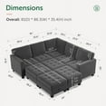 thumbnail image 6 of HONBAY Modern 100% Polyester Fiber Reclining Convertible Sleeper Sofa Bed, Grey, 6 of 7