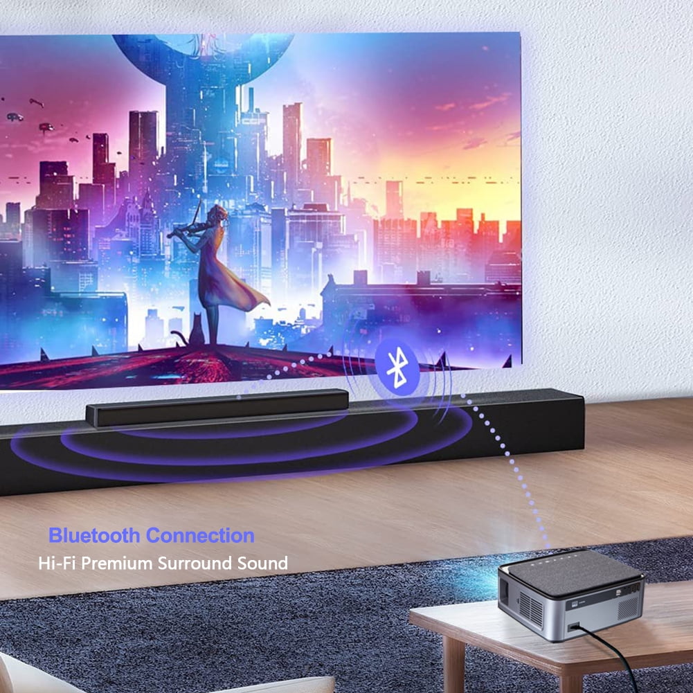 FLZEN MX 1080p LCD Multimedia Projector with HDMI Cable, Gray