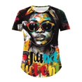 thumbnail image 5 of Independence Day Plus Size 4X Women's Short Sleeve Tops Sale Under $10 Free Shipping Summer Casual Loose Print Blouse, 5 of 6