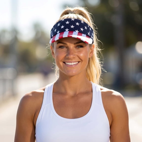 American Flag Sun Visor for Women Men, 4th of July Accessories,Adjustable Quick Dry Sports Sun Visor Hats for Running Golf Tennis
