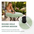 thumbnail image 4 of Round Outdoor Tablecloth with Umbrella Hole and Zipper, Sage Green White Ombre Tablecloth with Elastic Waterproof, Country Modern Stripes Lines Patio Table Covers for 45" - 54" Picnic Pool Tables, 4 of 9