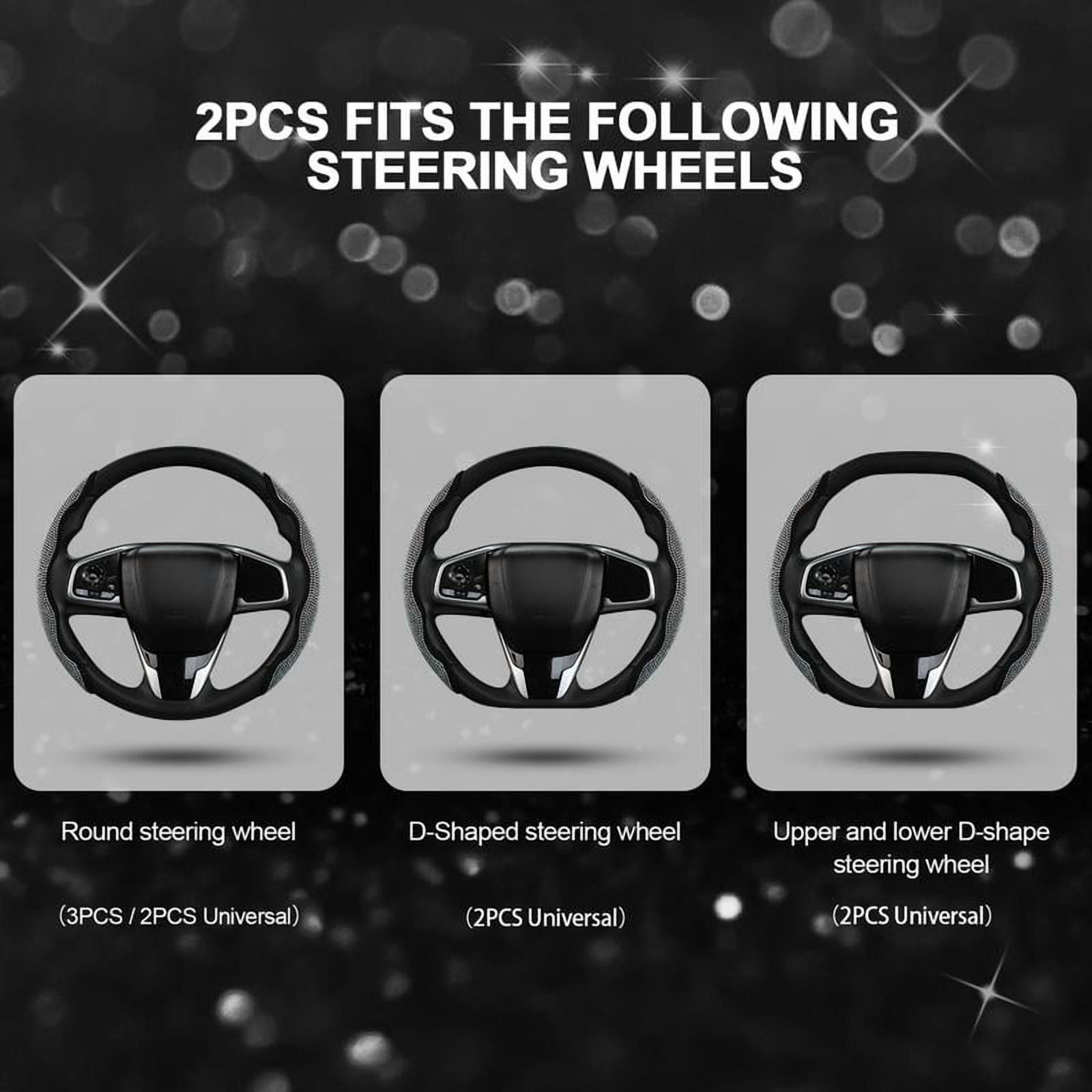 Diamond-studded car steering wheel cover, inlaid with crystal rhinestones, 3-piece set of segmented steering wheel protectors, universal design, suitable for 99% of car models, especially suitable fo