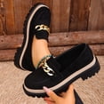 thumbnail image 3 of Rokment Women's Penny Loafers Classic Fashion Chain Ornament Platform Chunky Block Heels Slip on Oxfords Walking Dress Shoes for Spring Fall Black Size 7, 3 of 7