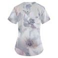 thumbnail image 6 of EHTMSAK Scrub Tops Women Clearance with Pocket Floral Short Sleeve Nurse Uniform V Neck Tunic Pockets T Shirt Blouse Light Purple 3X, 6 of 7